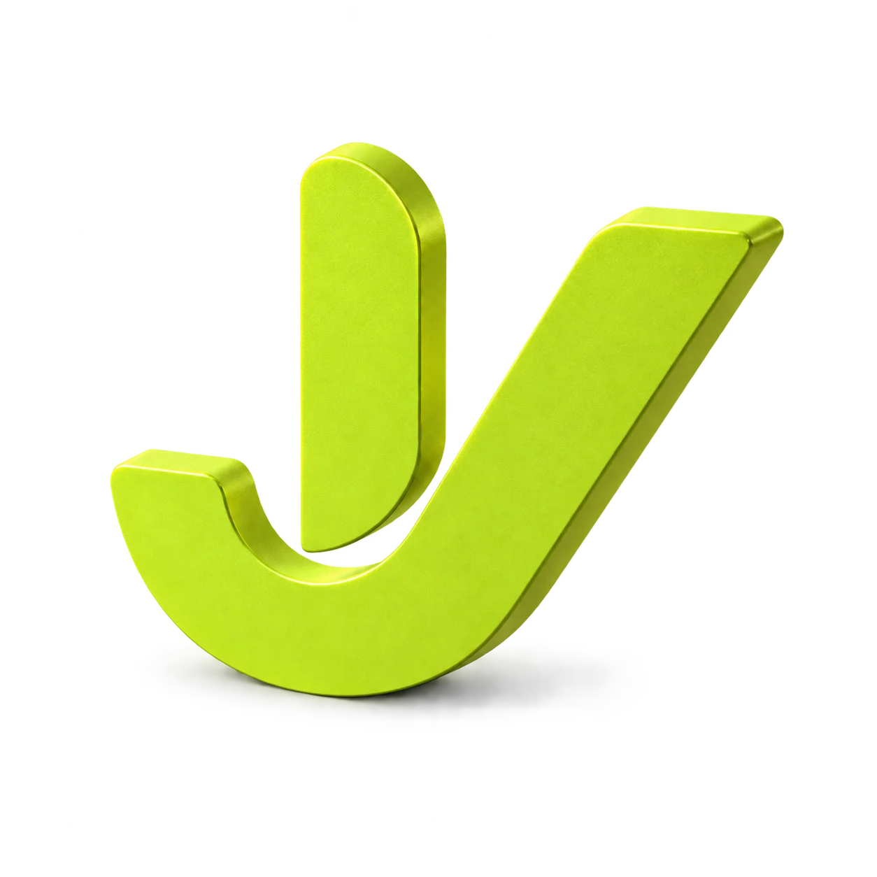 The just-vibe mark rendered as a sculptural lime-green path